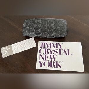 Jimmy Crystal New York Black Sunglasses Case & Cloth & Authenticity Card